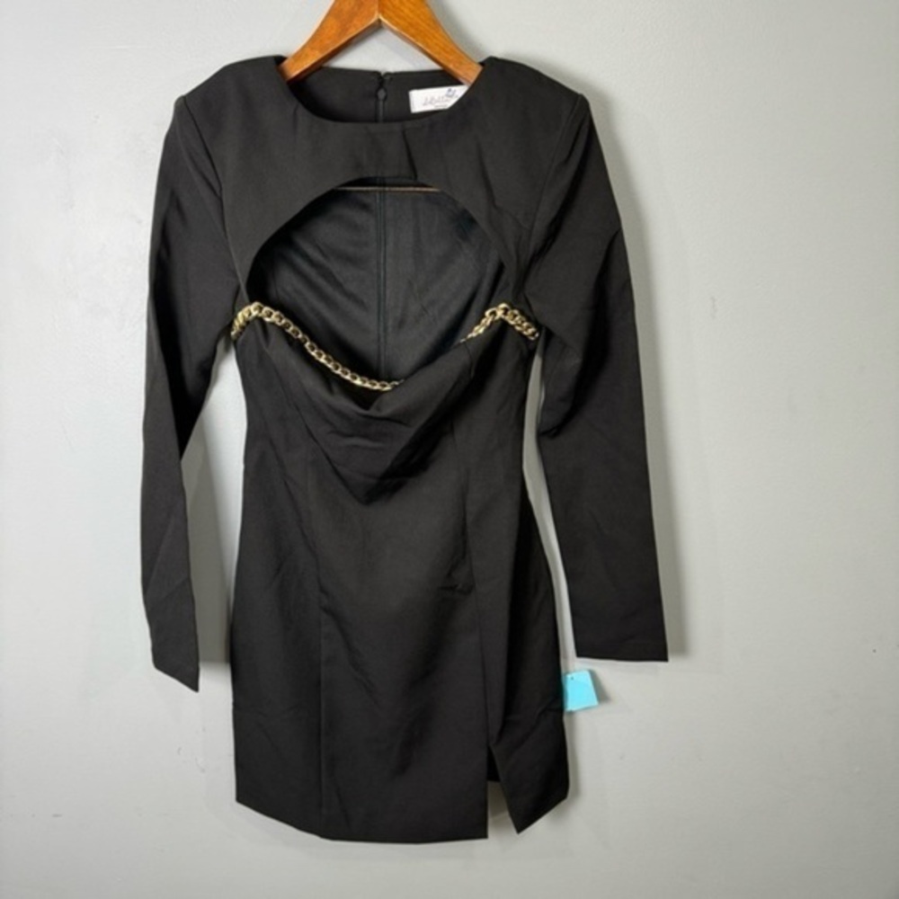 Lu Bella Dress sz S w/Chain Detail Long Sleeve NEW # C461